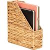 Mind Reader Rattan Vertical File Organizer with Iron Frame, Desktop Organizer, Holds Letter Size Documents, Brown(3.9″ x 9.8″ x 11.8″)