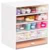 Mind Reader Stackable Craft Organizer with Drawers, Modular Storage Tower, Interlocking Design for Art Supplies, Office Supplies, Sewing, Beads, Plastic, Set of 5, White