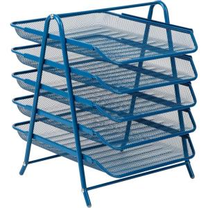 Mind Reader 5-Tier Paper Tray, Desktop Organizer, File Storage, Office, Metal Mesh, 11.75″L x 14″W x 15″H, Turquoise