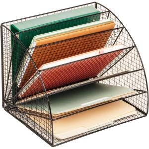 Mind Reader 6 Tier Fan Shaped Desktop File Organizer, Large Capacity Wire Document Holder for Office or Home, Black