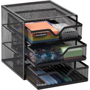 Mind Reader Desktop Accessory Storage, Desk Supplies, Organizer, Office, Metal Mesh, 6.25″ L x 6.5″ W x 6.5″ H, Black(6.25″L x 6.5″W x 6.5″H)