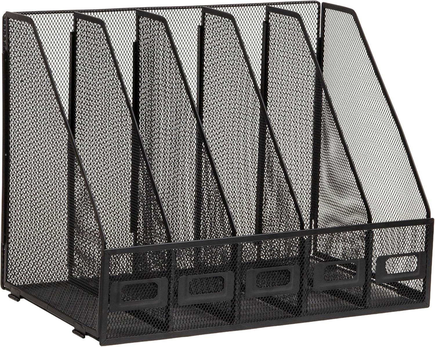 image:imageMind Reader 5Compartment Vertical File Organizer Desktop Paper Sorter Office Metal Mesh Black
