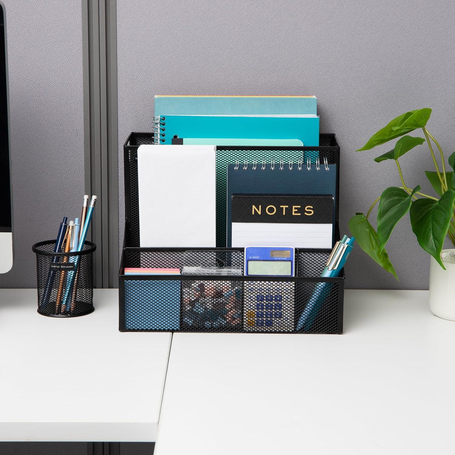 image:imageMind Reader Desktop Organizer Vertical File Storage Letter Size Office Metal Mesh 1215L x 95W x 95H BlackBlack