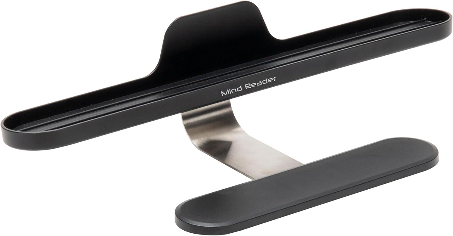 image:imageMind Reader Over Keyboard Shelf Desktop Organizer Phone Holder Storage Phone Holder Office 13L x 2W x 35H BlackAbove Desk Compartments