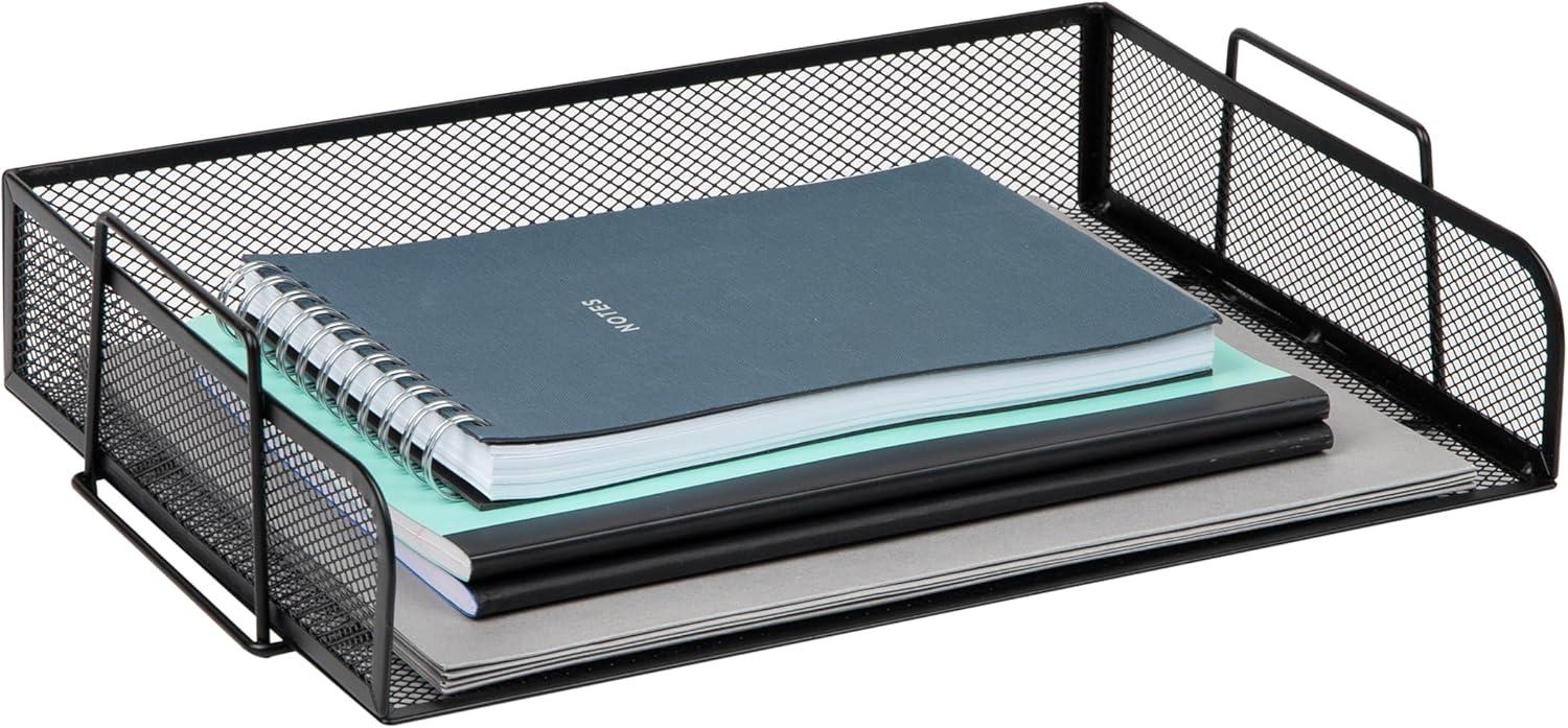 image:imageMind Reader Stackable Paper Tray Desktop Organizer File Storage Office Metal Mesh 2 Pcs BlackBlack