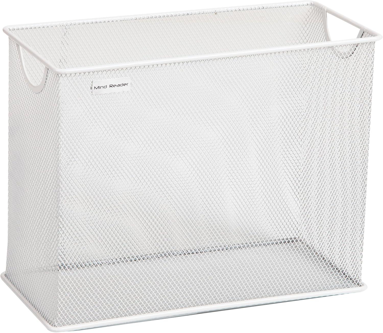 image:imageMind Reader Vertical File Storage Desktop Organizer Hanging Files Office Metal Mesh 1225L x 55W x 10H White