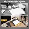 Mind Reader Metal and Wood Tiered Desktop Organizer Trays with Cutout Handles, Stackable Office Storage, Office, Entryway, Coffee Station and Home Organization, Metal and Wood, Set of 2, Black(Black)
