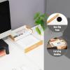Mind Reader Metal and Wood Tiered Desktop Organizer Trays with Cutout Handles, Stackable Office Storage, Office, Entryway, Coffee Station and Home Organization, Metal and Wood, Set of 2, Black(White)