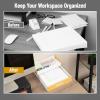 Mind Reader Metal and Wood Tiered Desktop Organizer Trays with Cutout Handles, Stackable Office Storage, Office, Entryway, Coffee Station and Home Organization, Metal and Wood, Set of 2, Black(White)