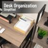 Mind Reader Metal and Wood Tiered Desktop Organizer Trays with Cutout Handles, Stackable Office Storage, Office, Entryway, Coffee Station and Home Organization, Metal and Wood, Set of 2, Black(White)