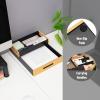 Mind Reader Metal and Wood Tiered Desktop Organizer Trays with Cutout Handles, Stackable Office Storage, Office, Entryway, Coffee Station and Home Organization, Metal and Wood, Set of 2, Black(Black)