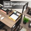Mind Reader Metal and Wood Tiered Desktop Organizer Trays with Cutout Handles, Stackable Office Storage, Office, Entryway, Coffee Station and Home Organization, Metal and Wood, Set of 2, Black(Black)