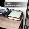 Mind Reader Stackable Paper Tray, Desktop Organizer, File Storage, Office, Metal Mesh, 2 Pcs., Black(Black)