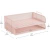 Mind Reader Stackable Paper Tray, Desktop Organizer, File Storage, Office, Metal Mesh, 2 Pcs., Black(Pink)