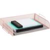 Mind Reader Stackable Paper Tray, Desktop Organizer, File Storage, Office, Metal Mesh, 2 Pcs., Black(Pink)