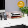 Mind Reader Stackable Paper Tray, Desktop Organizer, File Storage, Office, Metal Mesh, 2 Pcs., Black(Pink)