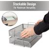 Mind Reader Stackable Paper Tray, Desktop Organizer, File Storage, Office, Metal Mesh, 2 Pcs., Black(Silver)