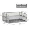 Mind Reader Stackable Paper Tray, Desktop Organizer, File Storage, Office, Metal Mesh, 2 Pcs., Black(Silver)