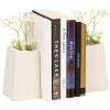 Mind Reader Cement Planter Bookends, Desk Decor and Indoor Plants, Set of 2, White