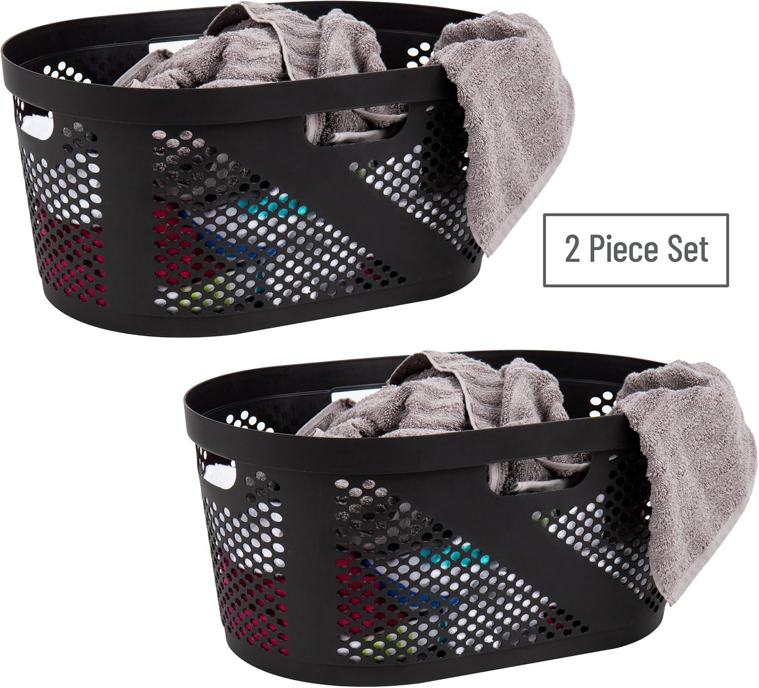 image:imageMind Reader 40L Laundry Basket Clothes Hamper Premium Wicker Design Plastic GrayBlack
