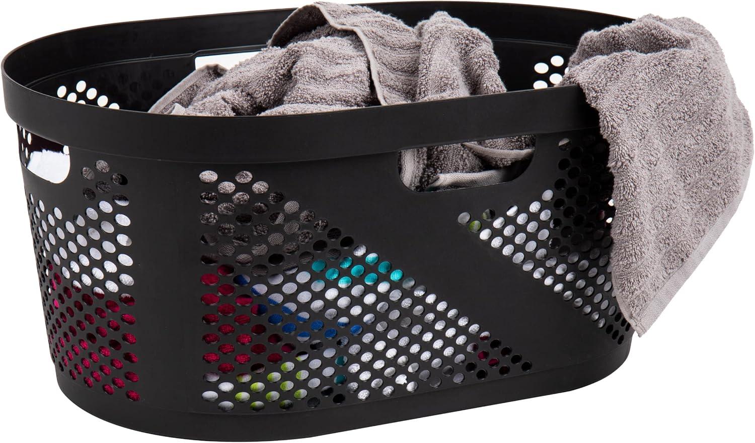 image:imageMind Reader 40L Laundry Basket Clothes Hamper Premium Wicker Design Plastic GrayBlack