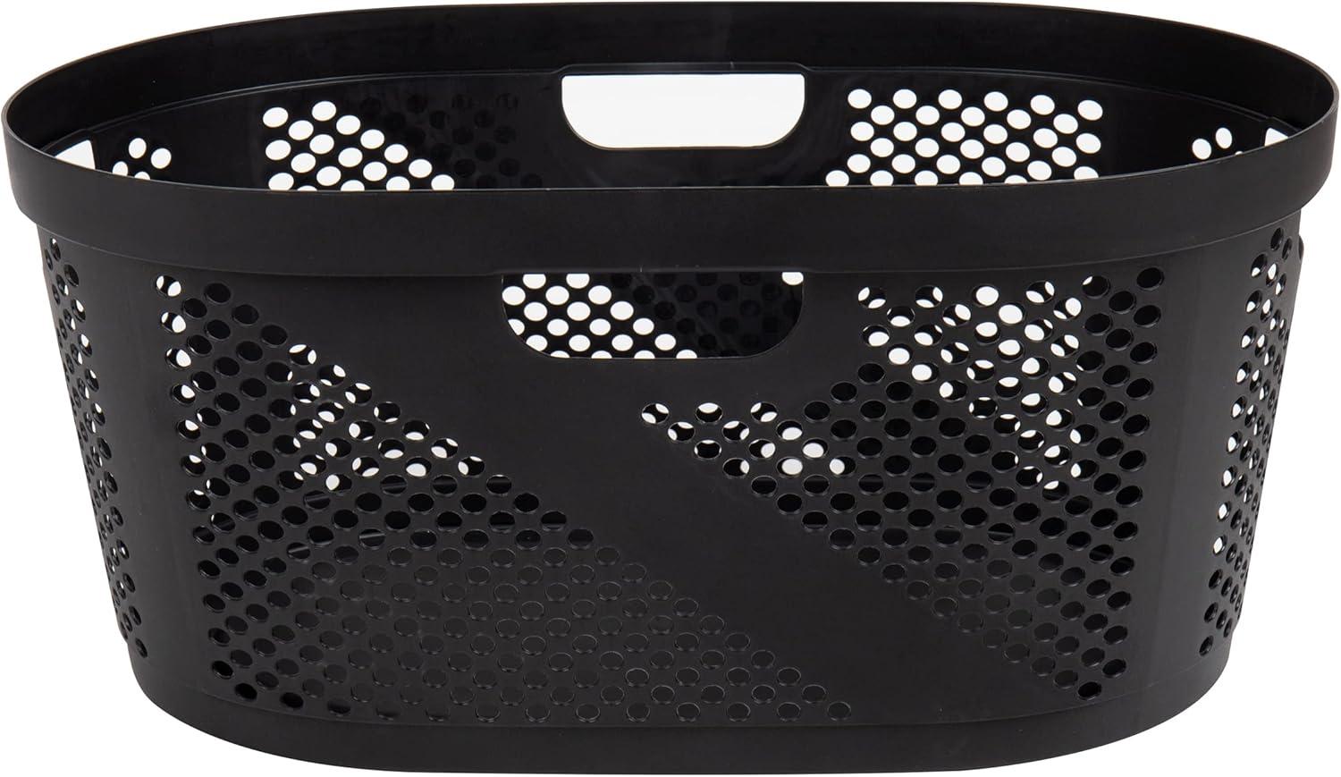 image:imageMind Reader 40L Laundry Basket Clothes Hamper Premium Wicker Design Plastic GrayBlack