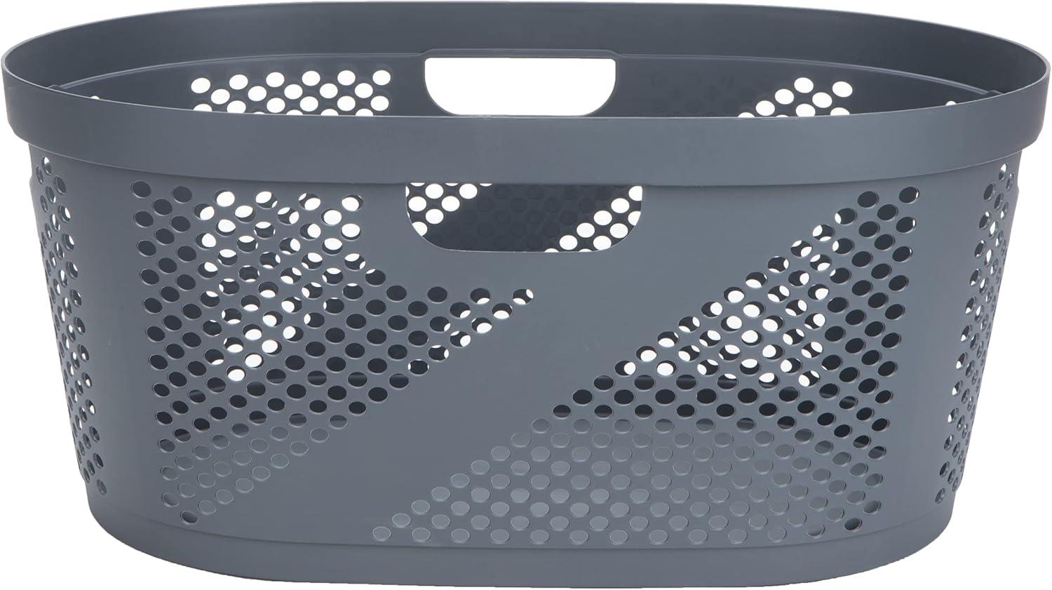 image:imageMind Reader 40L Laundry Basket Clothes Hamper Premium Wicker Design Plastic GrayGray