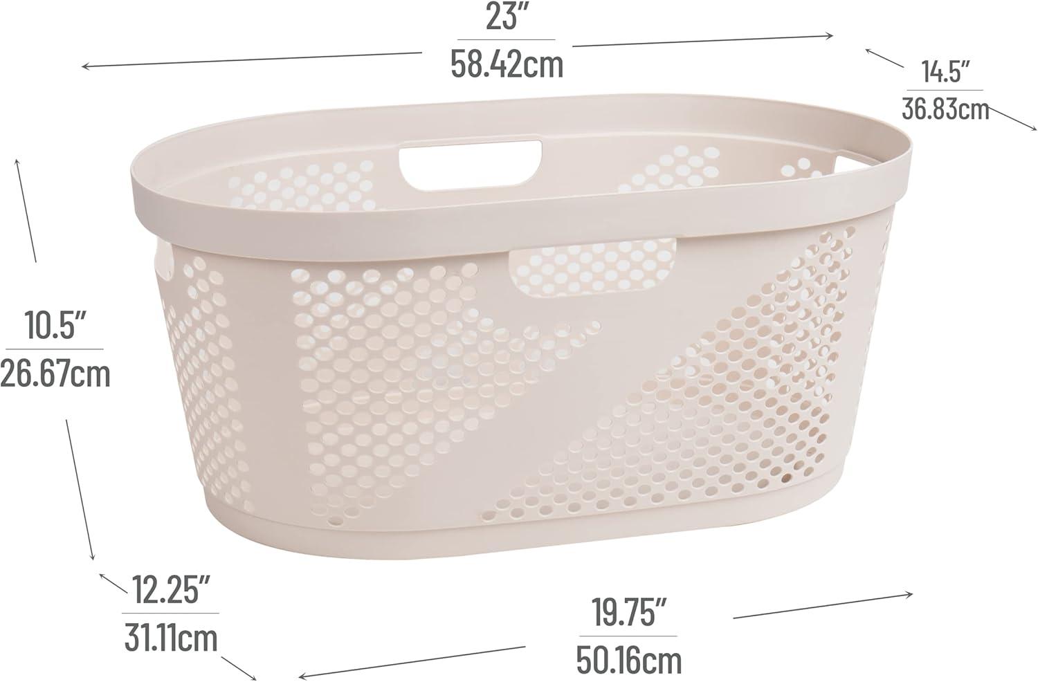 image:imageMind Reader 40L Laundry Basket Clothes Hamper Premium Wicker Design Plastic GrayIvory