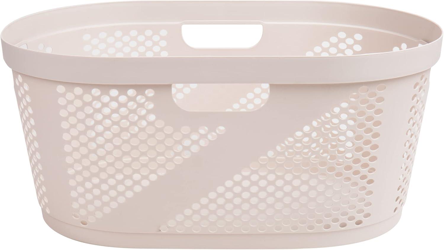 image:imageMind Reader 40L Laundry Basket Clothes Hamper Premium Wicker Design Plastic GrayIvory