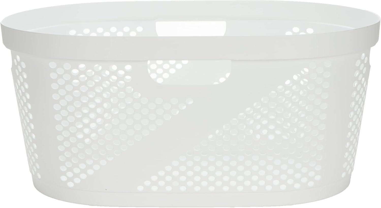 image:imageMind Reader 40L Laundry Basket Clothes Hamper Premium Wicker Design Plastic GrayWhite