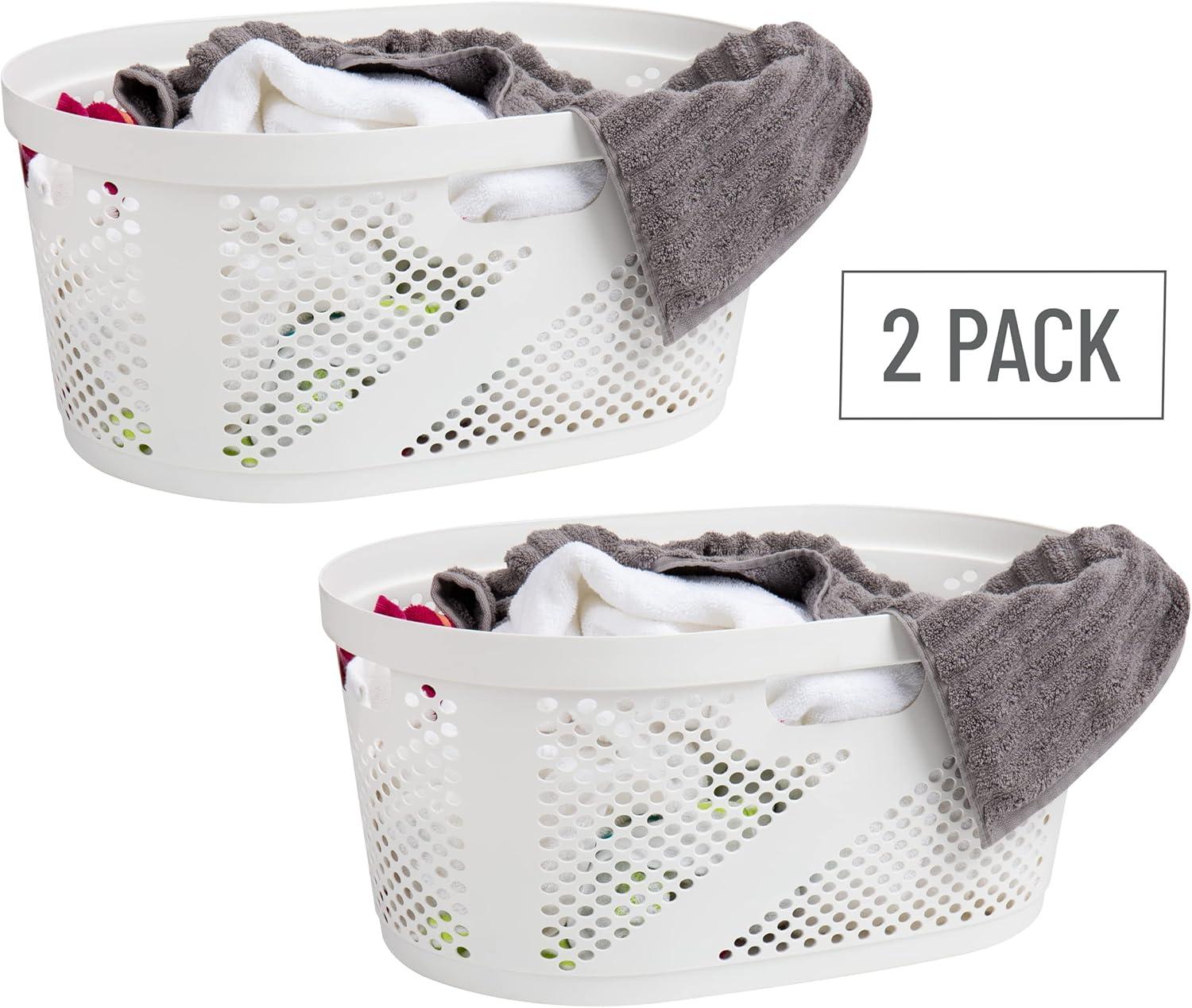 image:imageMind Reader 40L Laundry Basket Clothes Hamper Premium Wicker Design Plastic GrayWhite