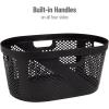 Mind Reader 40L Laundry Basket, Clothes Hamper, Premium Wicker Design, Plastic, Gray(Black)