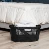 Mind Reader 40L Laundry Basket, Clothes Hamper, Premium Wicker Design, Plastic, Gray(Black)