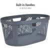 Mind Reader 40L Laundry Basket, Clothes Hamper, Premium Wicker Design, Plastic, Gray(Gray)