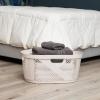 Mind Reader 40L Laundry Basket, Clothes Hamper, Premium Wicker Design, Plastic, Gray(Ivory)