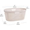 Mind Reader 40L Laundry Basket, Clothes Hamper, Premium Wicker Design, Plastic, Gray(Ivory)