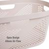 Mind Reader 40L Laundry Basket, Clothes Hamper, Premium Wicker Design, Plastic, Gray(Ivory)