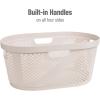 Mind Reader 40L Laundry Basket, Clothes Hamper, Premium Wicker Design, Plastic, Gray(Ivory)