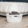 Mind Reader 40L Laundry Basket, Clothes Hamper, Premium Wicker Design, Plastic, Gray(White)