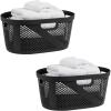Mind Reader 40L Laundry Basket, Clothes Hamper, Premium Wicker Design, Plastic, Gray(Black)