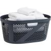 Mind Reader 40L Laundry Basket, Clothes Hamper, Premium Wicker Design, Plastic, Gray(Gray)