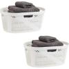 Mind Reader 40L Laundry Basket, Clothes Hamper, Premium Wicker Design, Plastic, Gray(White)